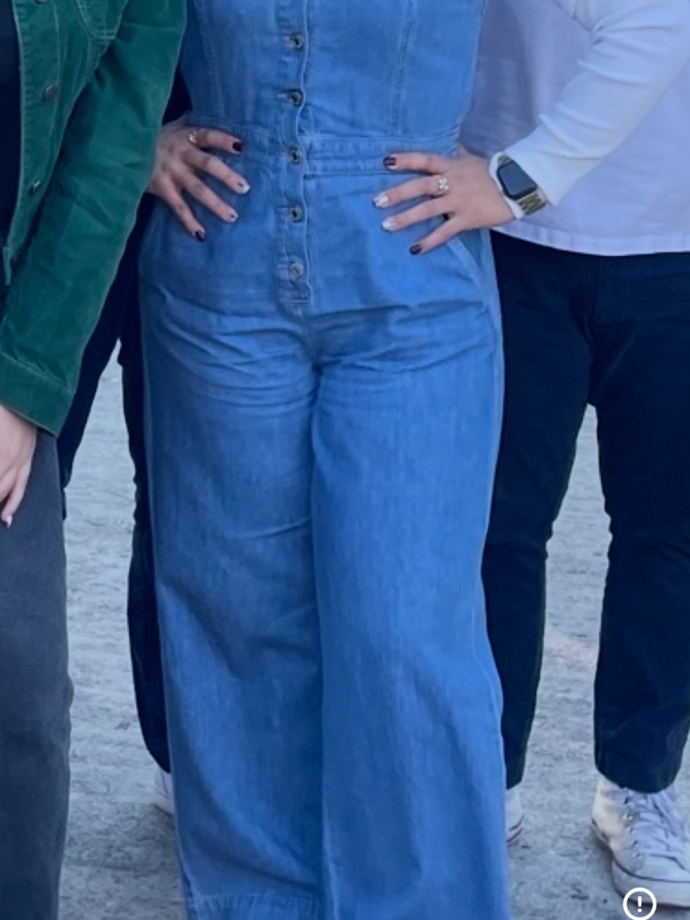 H&M Blue Wide-Leg Denim Jumpsuit
